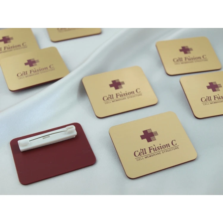 Employee ID Badge - Gold with Maroon Engraving - ID018