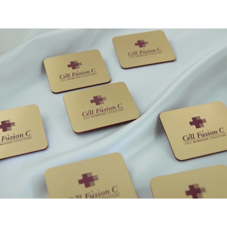 Employee ID Badge - Gold with Maroon Engraving - ID018