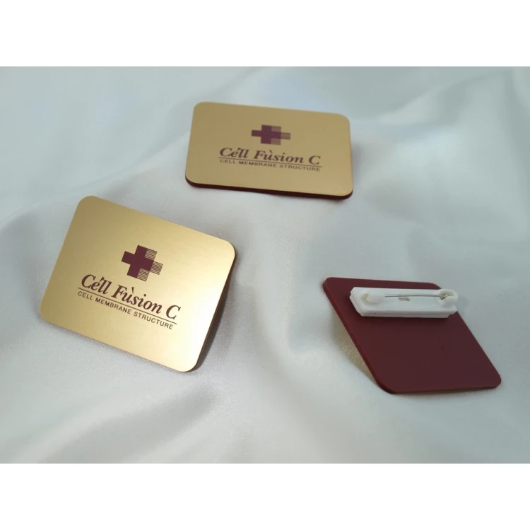 Employee ID Badge - Gold with Maroon Engraving - ID018