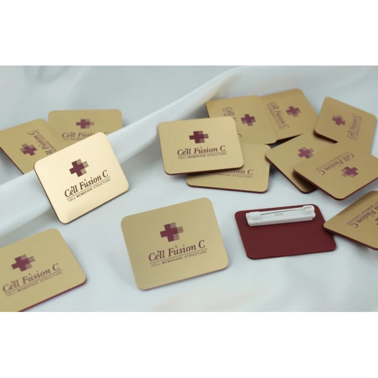 Employee ID Badge - Gold with Maroon Engraving - ID018
