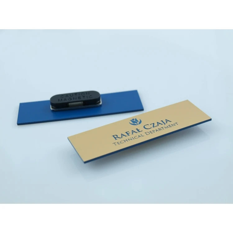 Employee ID Badge - Gold with Blue Engraving - ID015