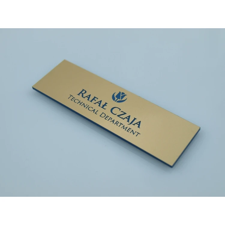Employee ID Badge - Gold with Blue Engraving - ID015