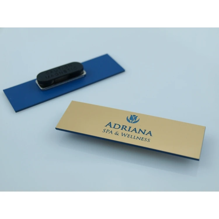 Employee ID Badge - Gold with Blue Engraving - ID015