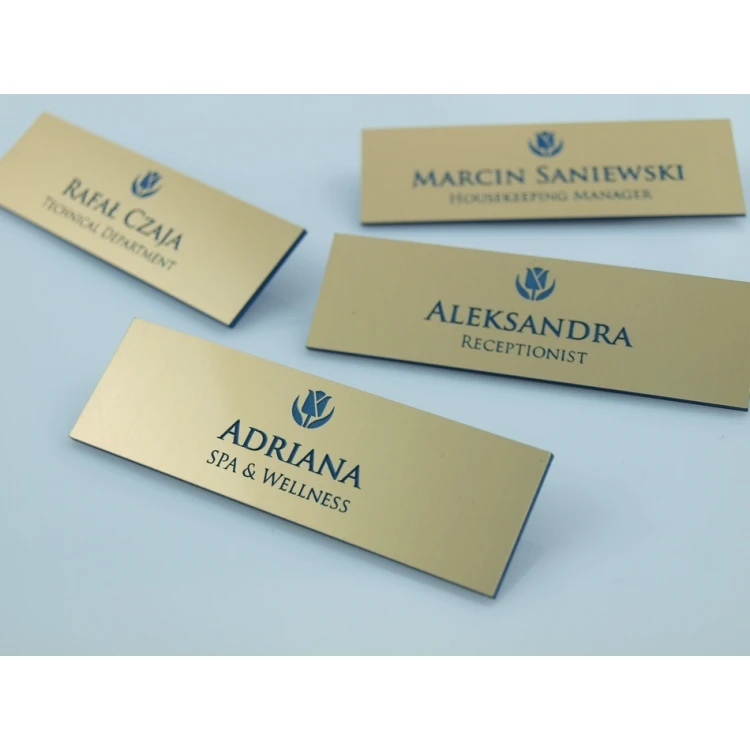Employee ID Badge - Gold with Blue Engraving - ID015