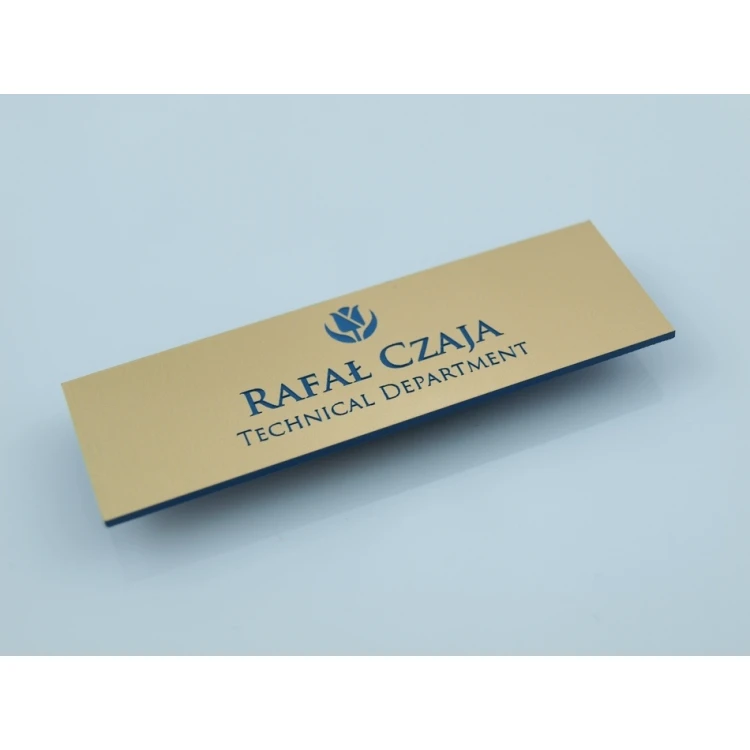 Employee ID Badge - Gold with Blue Engraving - ID015