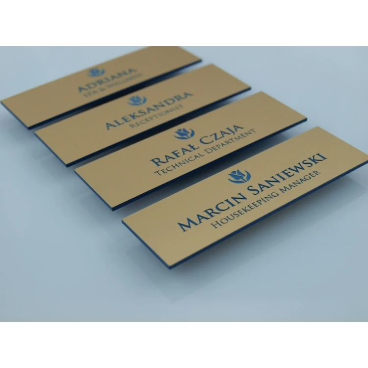 Employee ID Badge - Gold with Blue Engraving - ID015