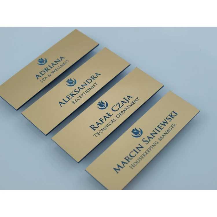 Employee ID Badge - Gold with Blue Engraving - ID015