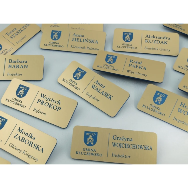 Employee ID Badge - Gold with Blue Engraving - ID015