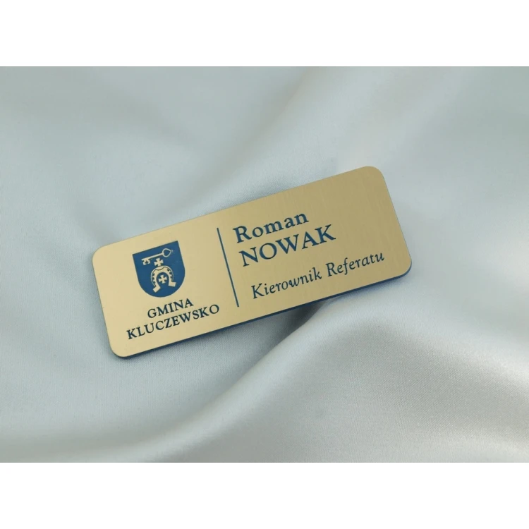 Employee ID Badge - Gold with Blue Engraving - ID015