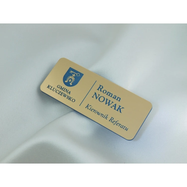 Employee ID Badge - Gold with Blue Engraving - ID015