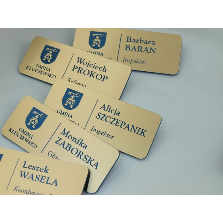 Employee ID Badge - Gold with Blue Engraving - ID015