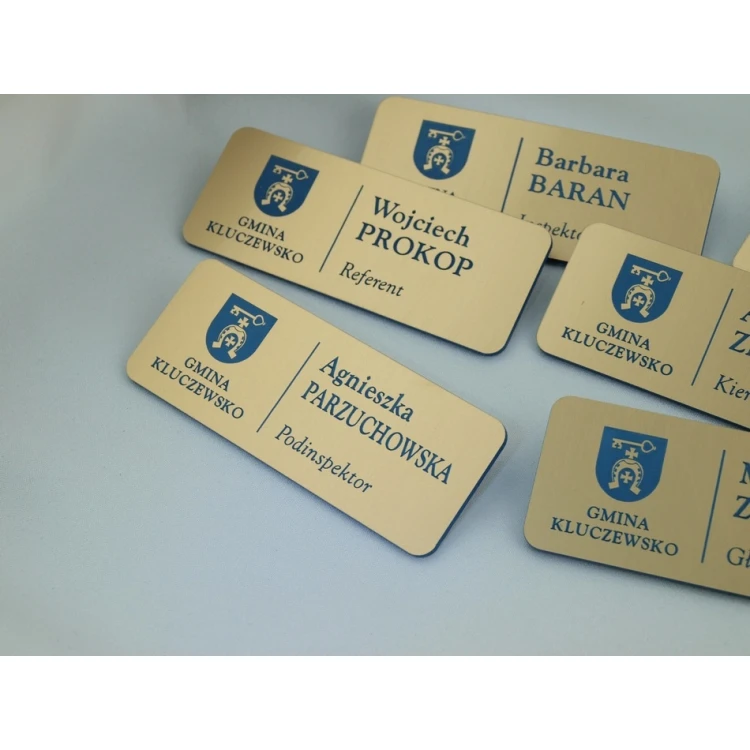 Employee ID Badge - Gold with Blue Engraving - ID015
