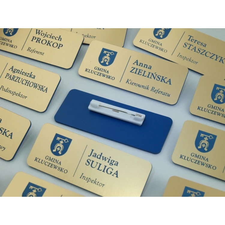 Employee ID Badge - Gold with Blue Engraving - ID015