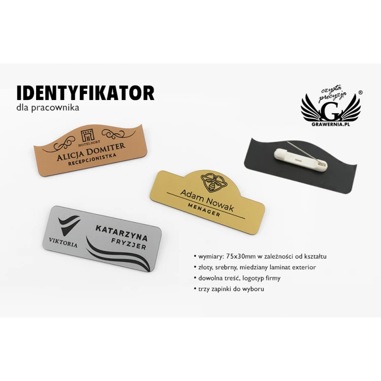 Employee ID Badge - ELEGANT SILVER, GOLD, BLACK, MATTE COPPER EXTERIOR - ID013