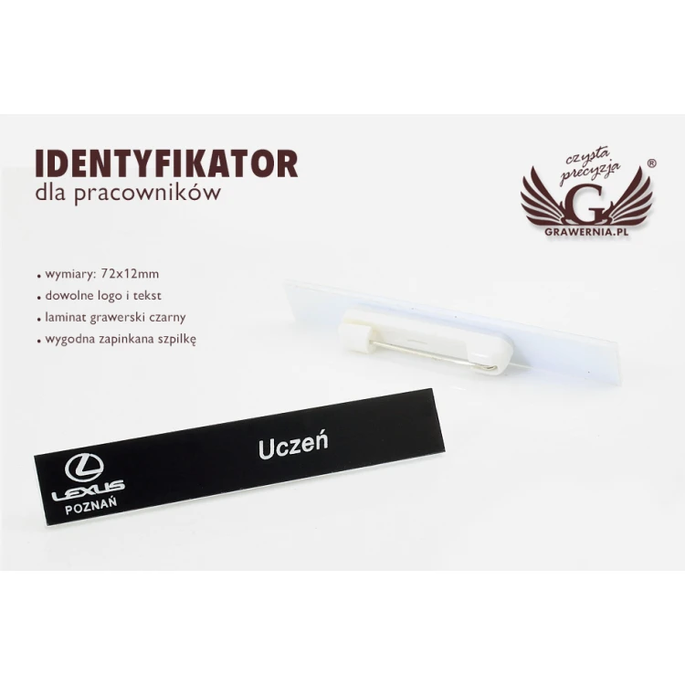Employee ID Badge - Black with White Engraving - 72x12mm - ID031