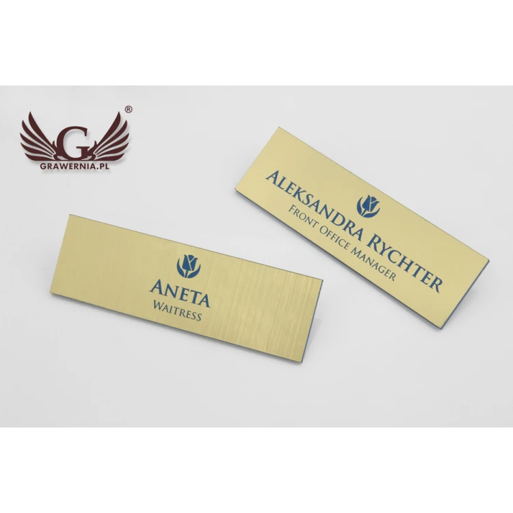 Employee ID Badge - Gold with Blue Engraving - ID015