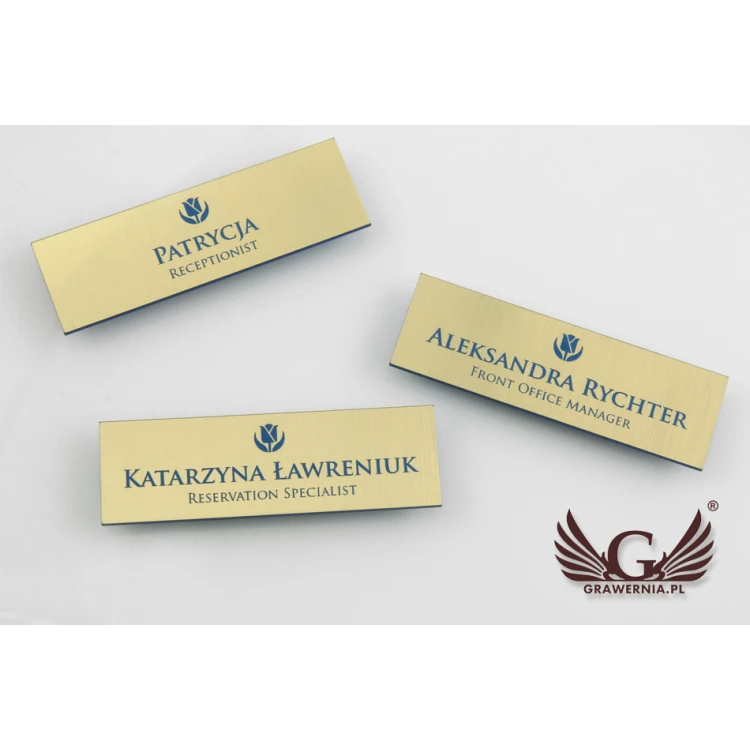 Employee ID Badge - Gold with Blue Engraving - ID015