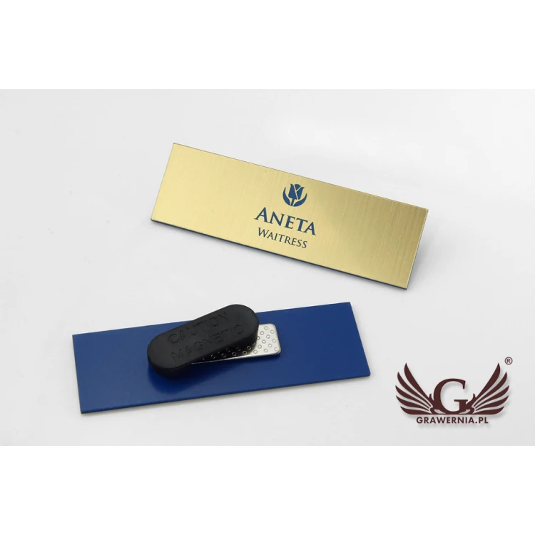 Employee ID Badge - Gold with Blue Engraving - ID015