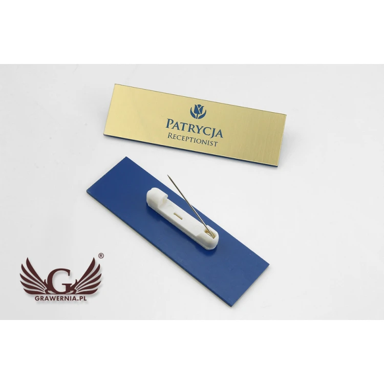 Employee ID Badge - Gold with Blue Engraving - ID015