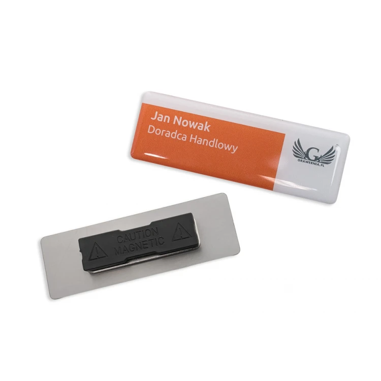 Steel ID Badge Coated with Resin - 75x25mm - ID097 - UV Print and Doming