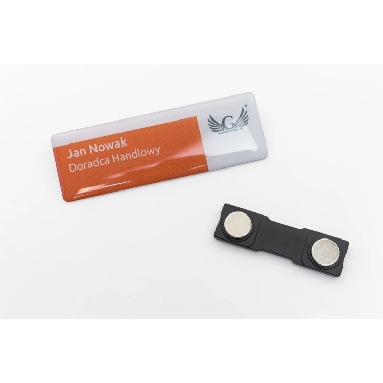 Steel ID Badge Coated with Resin - 75x25mm - ID097 - UV Print and Doming