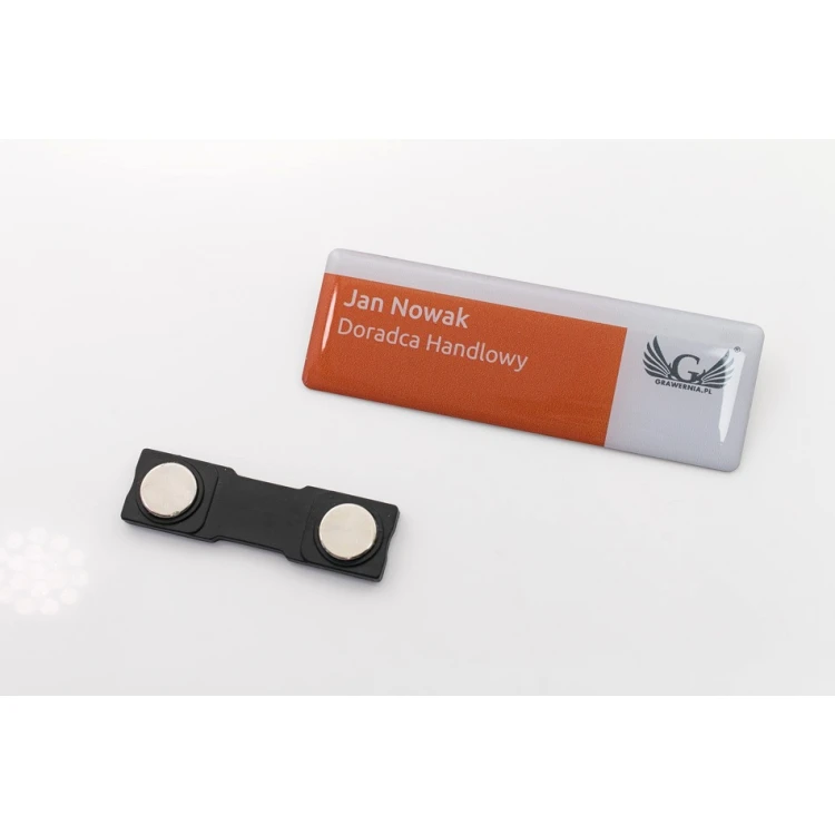 Steel ID Badge Coated with Resin - 75x25mm - ID097 - UV Print and Doming