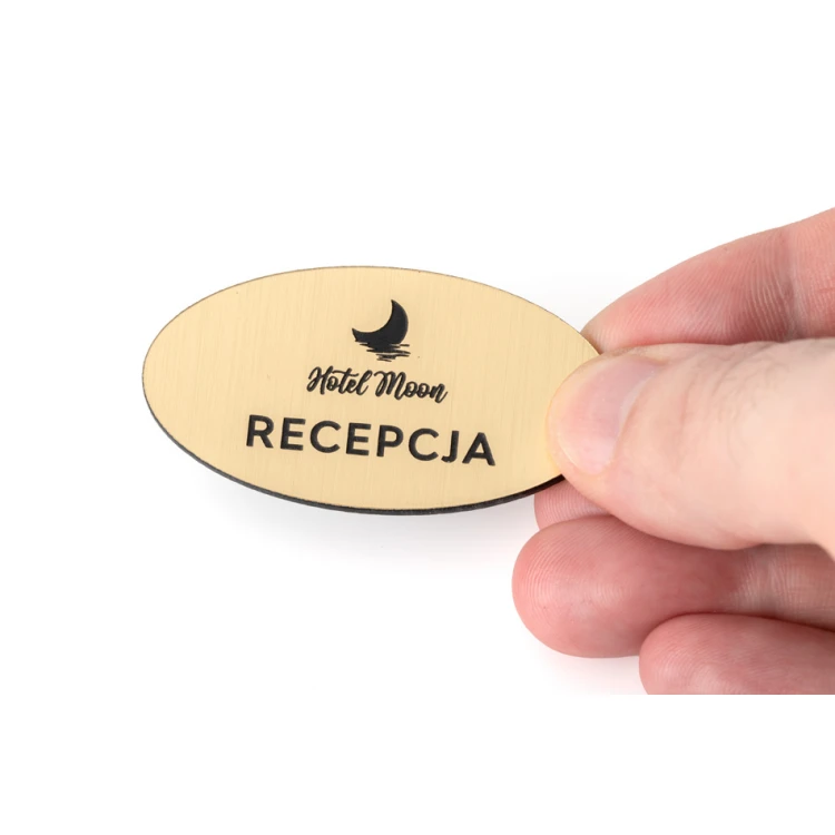 Employee ID Badge - GOLD OR SILVER ELLIPSE - ID014