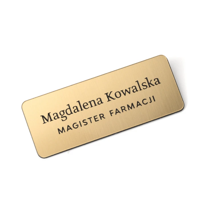 Employee ID Badge - Gold with Black Engraving - 66x26mm - Rounded Corners - ID019