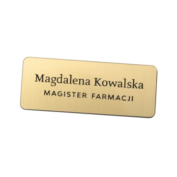 Employee ID Badge - Gold with Black Engraving - 66x26mm - Rounded Corners - ID019