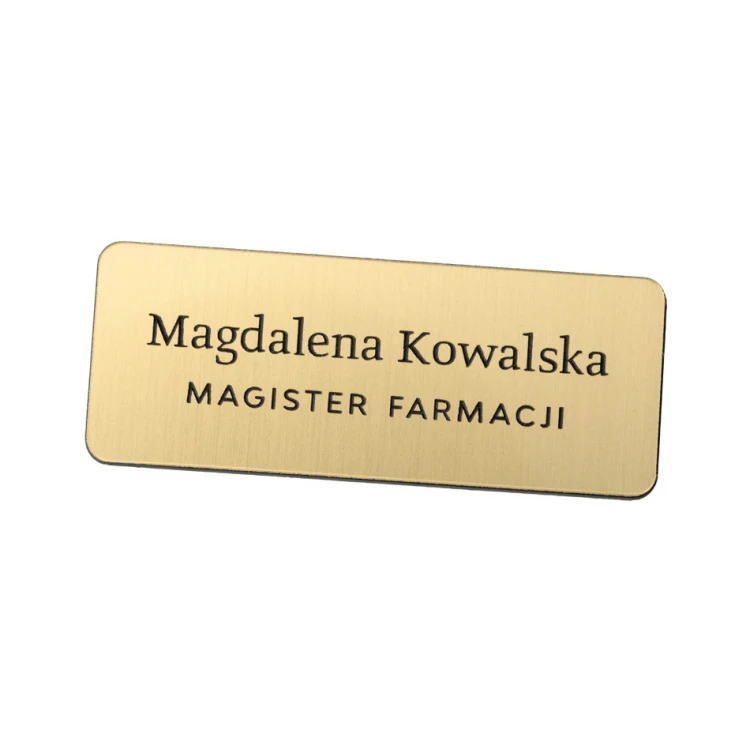 Employee ID Badge - Gold with Black Engraving - 66x26mm - Rounded Corners - ID019