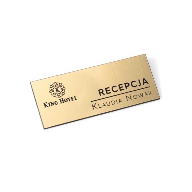 Employee badge - gold or silver laminate with black engraving - 75x30mm - ID016