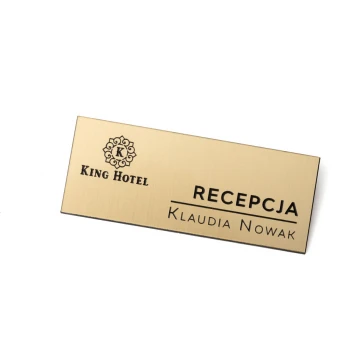 Employee badge - gold or silver laminate with black engraving - 75x30mm - ID016