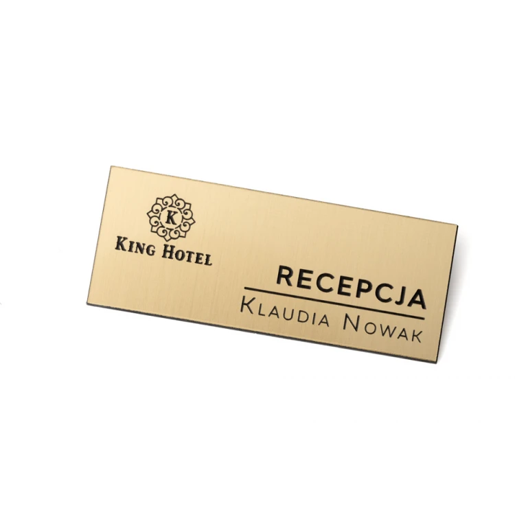 Employee badge - gold or silver laminate with black engraving - 75x30mm - ID016