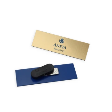 Employee ID Badge - Gold with Blue Engraving - ID015