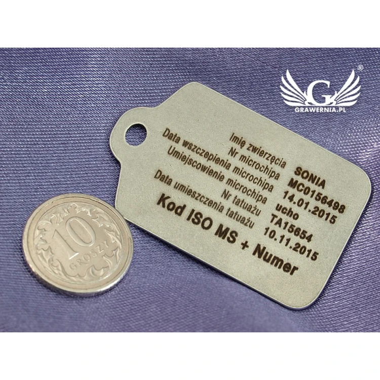 Dog ID Tag - PASSPORT MINI P1 - Double-Sided Engraved Metal