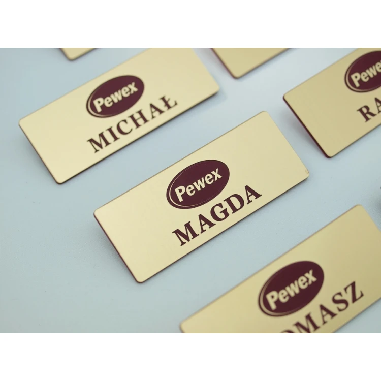 Hotel ID Badge - Gold with Red Engraving - 75x30mm - ID017