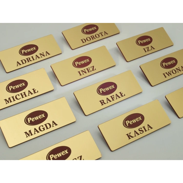 Hotel ID Badge - Gold with Red Engraving - 75x30mm - ID017