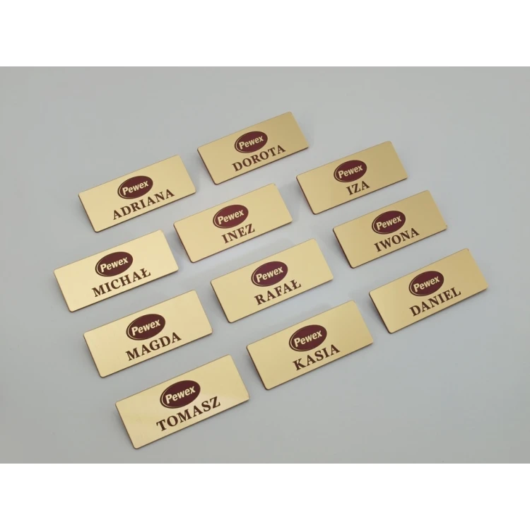 Hotel ID Badge - Gold with Red Engraving - 75x30mm - ID017