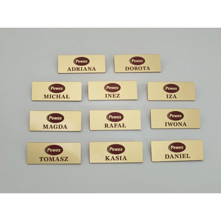 Hotel ID Badge - Gold with Red Engraving - 75x30mm - ID017