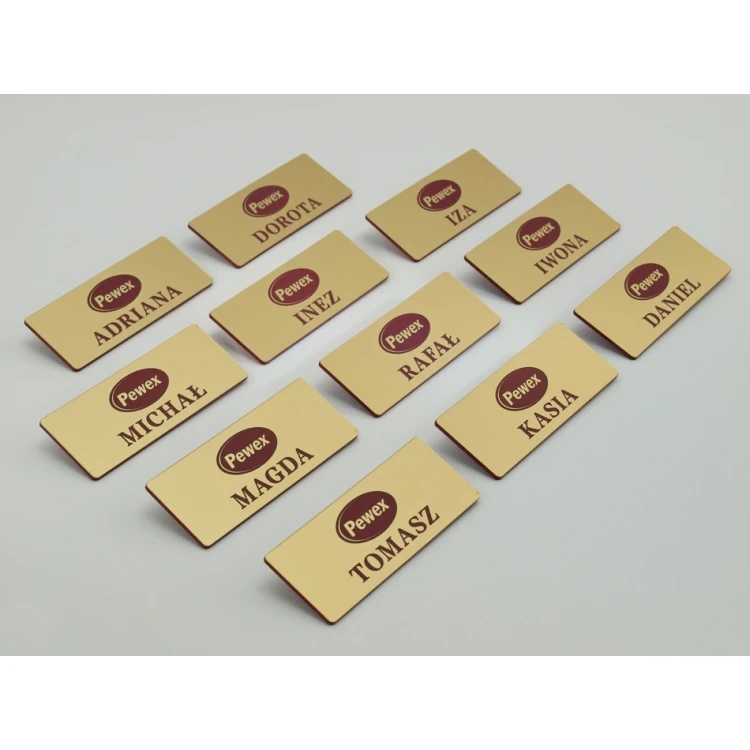 Hotel ID Badge - Gold with Red Engraving - 75x30mm - ID017