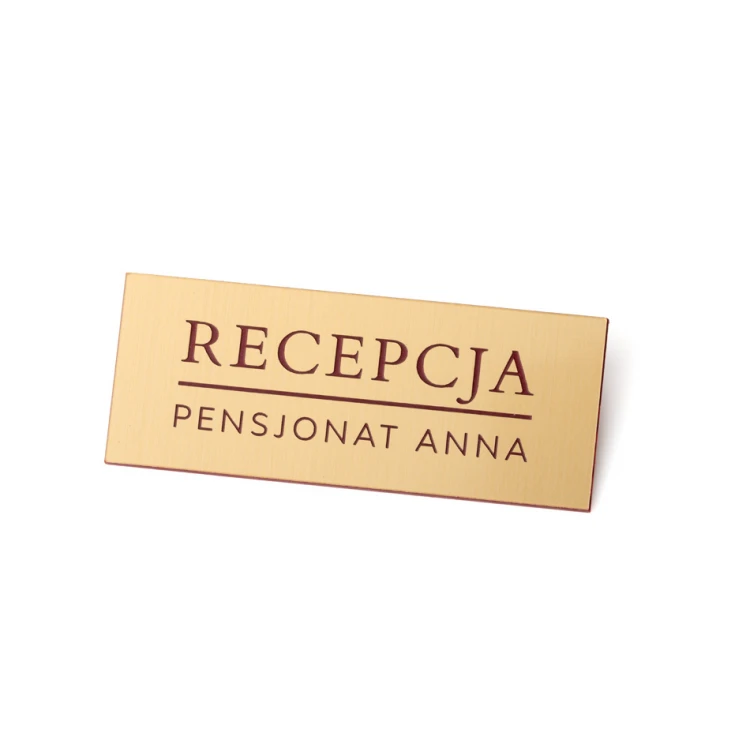 Hotel ID Badge - Gold with Red Engraving - 75x30mm - ID017
