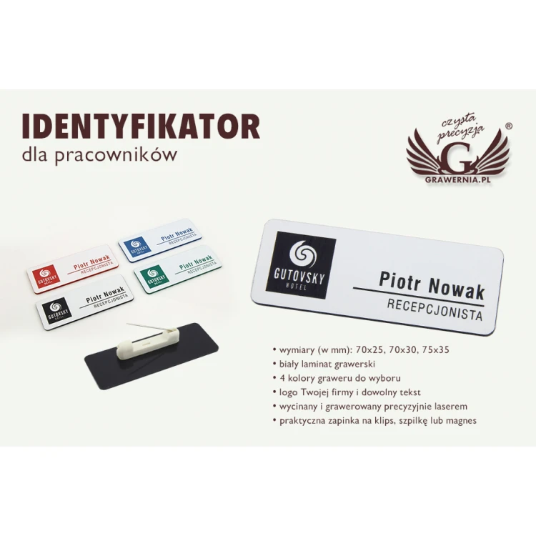 ID Tag - Medium White with Engraving - ID049