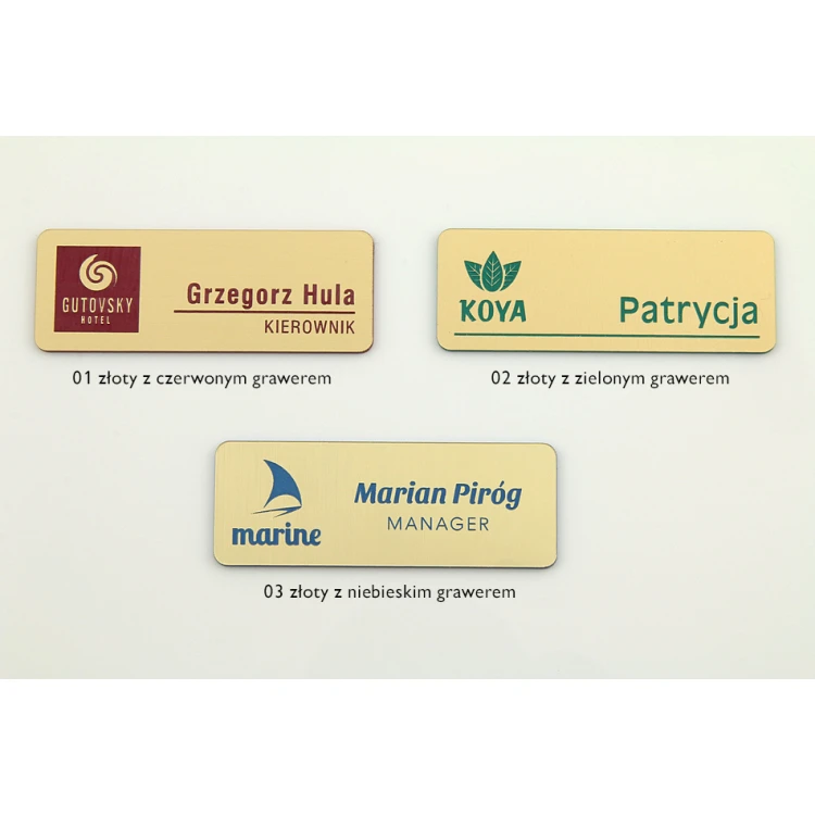 ID Badge - Medium Gold with Blue/Green/Red Engraving - ID051
