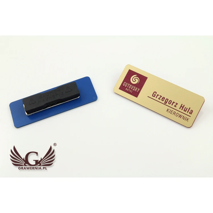 ID Badge - Medium Gold with Blue/Green/Red Engraving - ID051