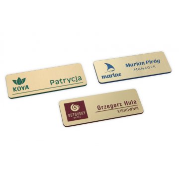 ID Badge - Medium Gold with Blue/Green/Red Engraving - ID051
