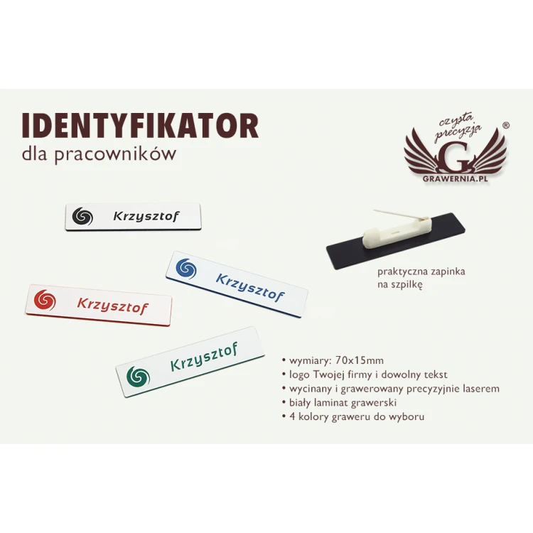 ID Tag - Slim White with Engraving - 70x15mm - ID048