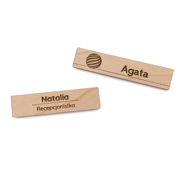 Wooden ID Badge - Slim - Premium Maple Wood - Size 70x15mm - ID101