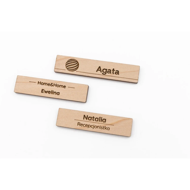 Wooden ID Badge - Slim - Premium Maple Wood - Size 70x15mm - ID101