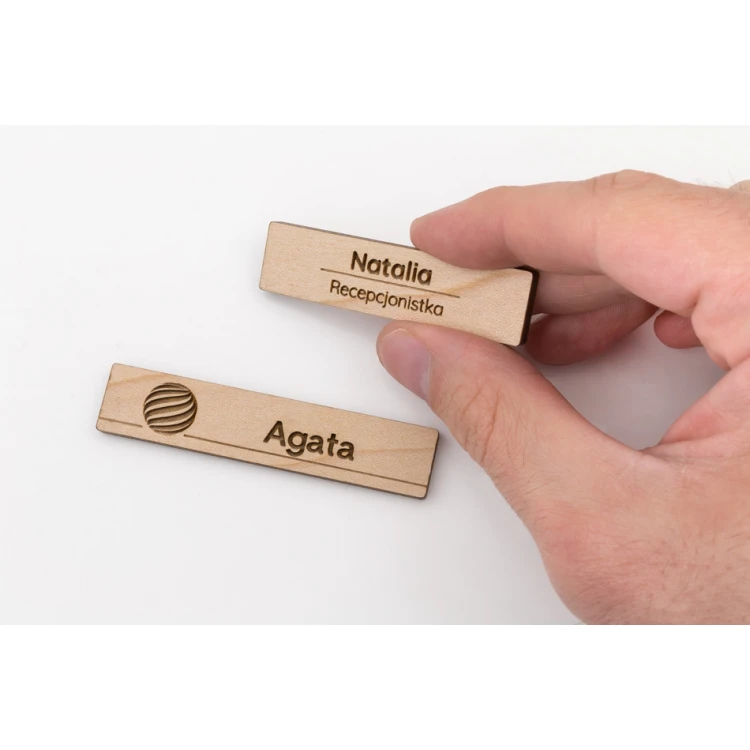 Wooden ID Badge - Slim - Premium Maple Wood - Size 70x15mm - ID101