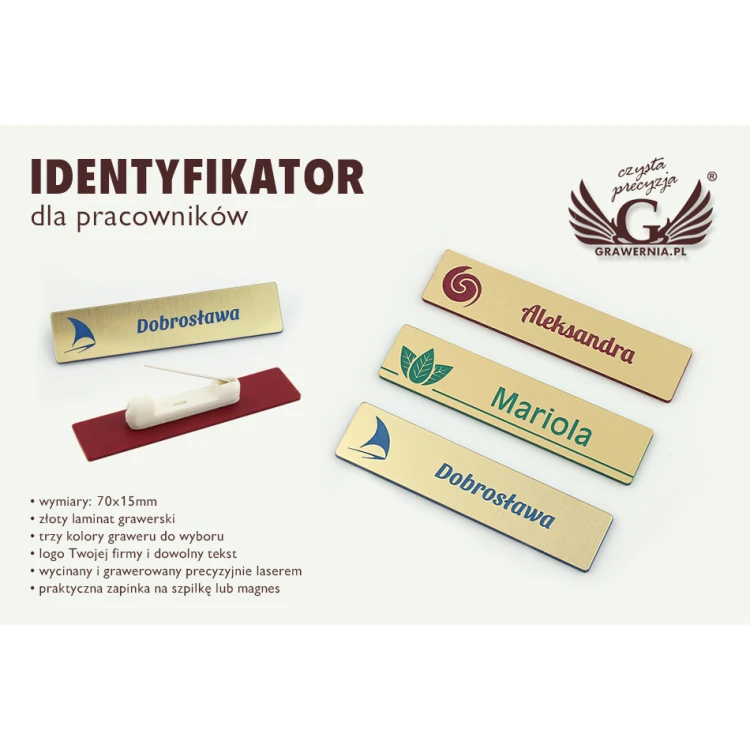 ID Tag - Slim Gold with Engraving - 70x15mm - ID050
